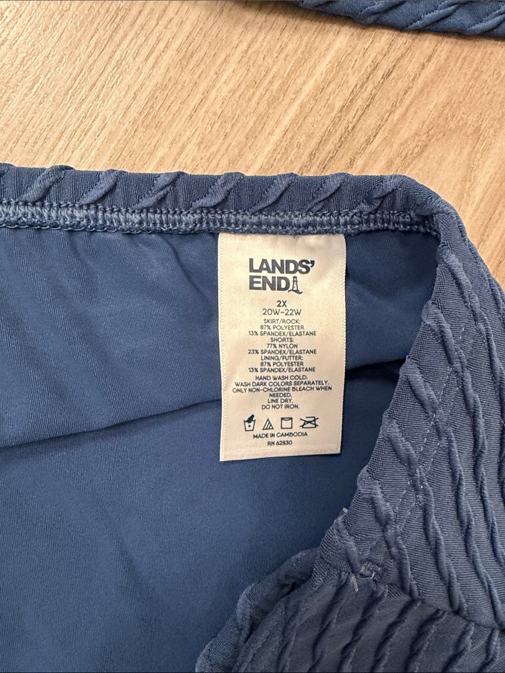 Lands' End Navy Textured Tankini Top and Skirt Swim Set - Picture 8 of 9